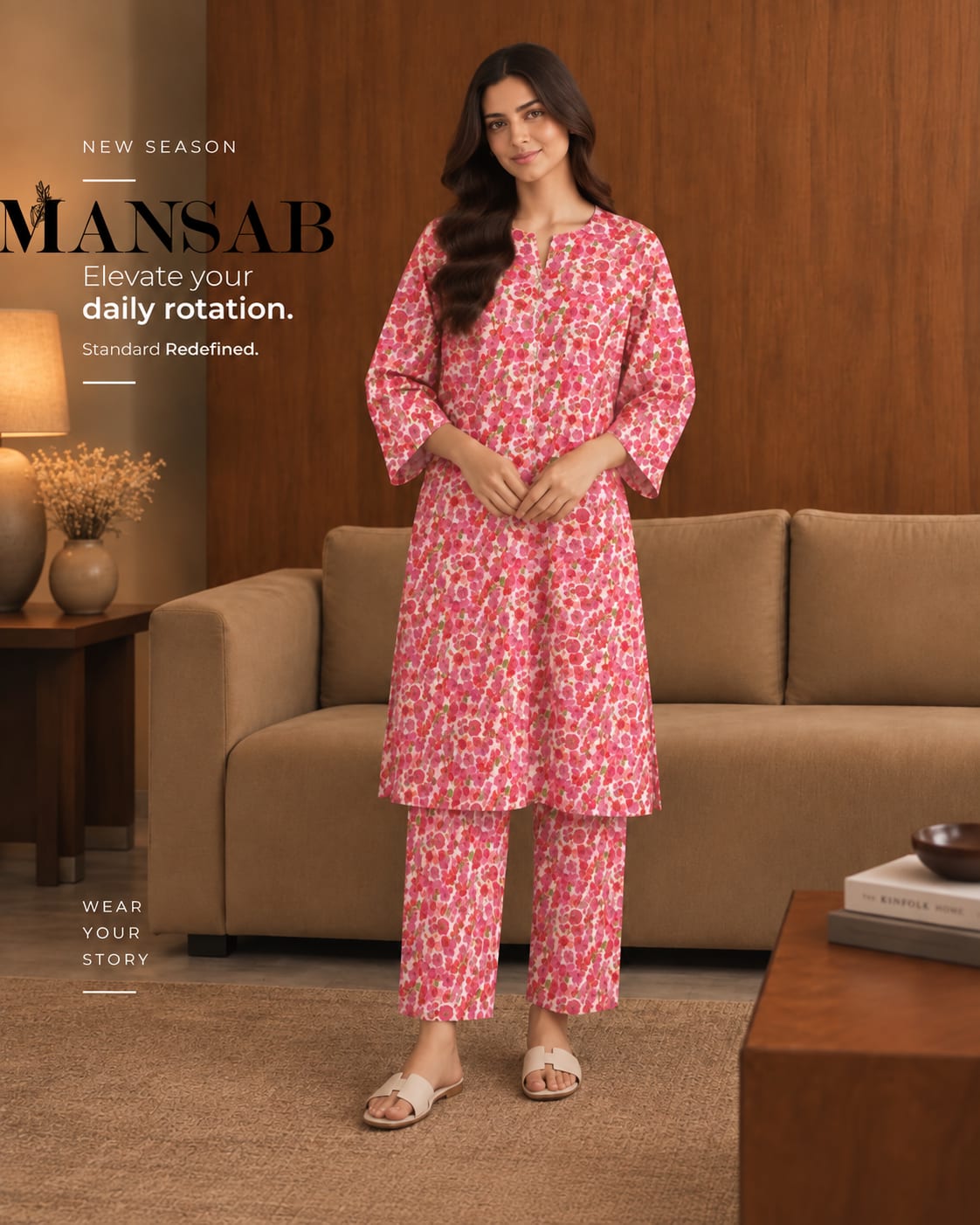Pink Floral Printed 2-Piece Lawn Suit