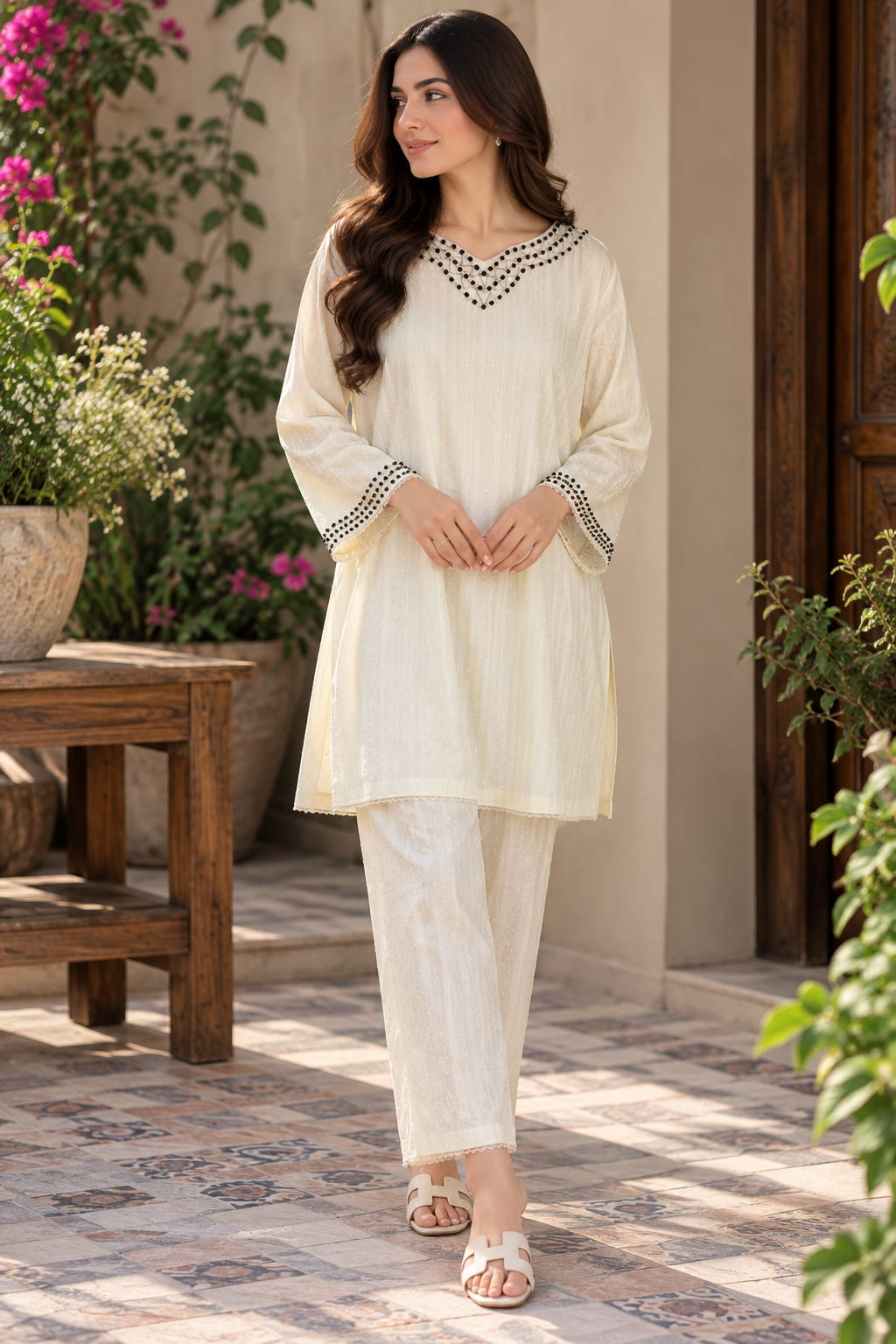 Ivory Embellished Two-Piece Suit