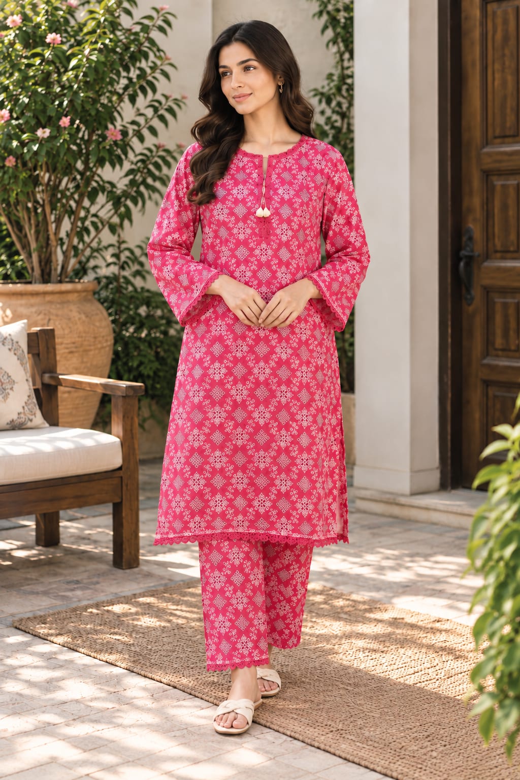 Pink Printed 2-Piece Lawn Suit